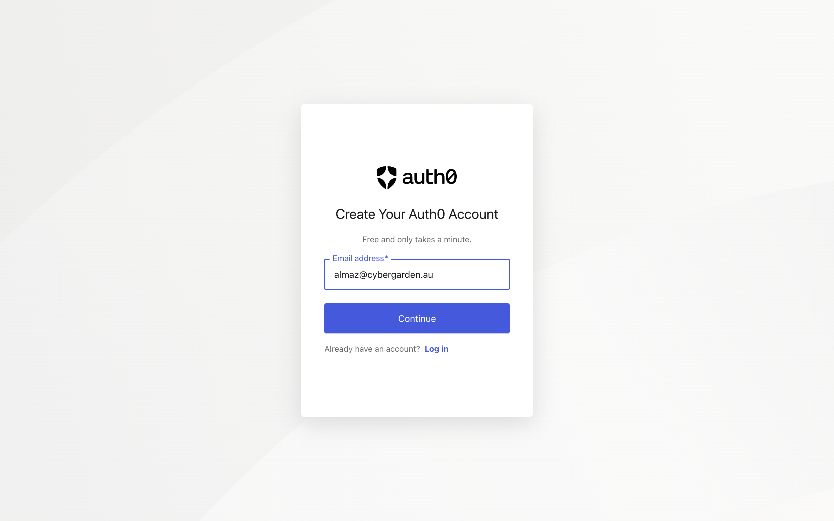 Email verification code step